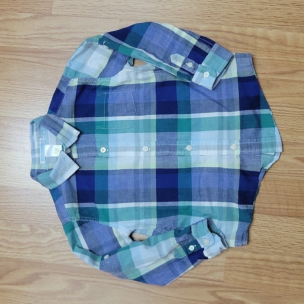 Janie and jack boys 3t plaid poplin button down shirt